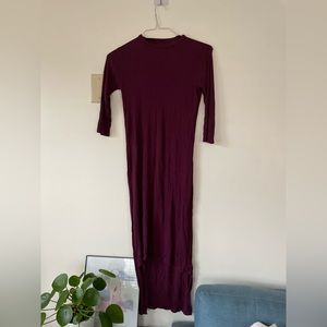 Ribbed wine color dress